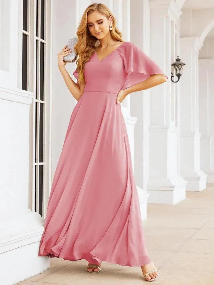 Numbersea Bridesmaid Dresses for Wedding Formal Evening Party Prom Gown with Cape 28050 by numbersea