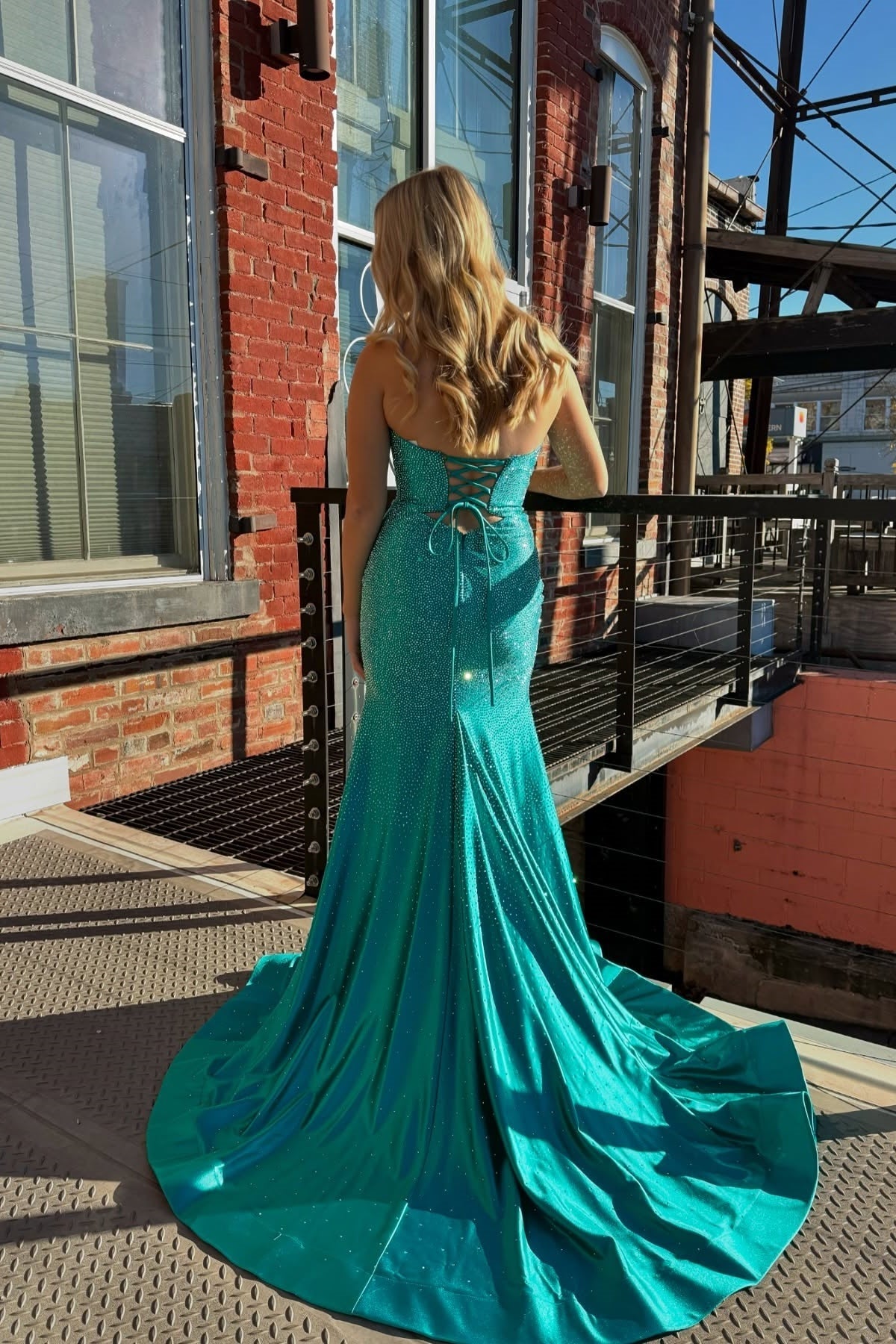 Cute Hot Pink Mermaid Strapless Long Beaded Prom Dress with Slit - View 11 | VelvetHem