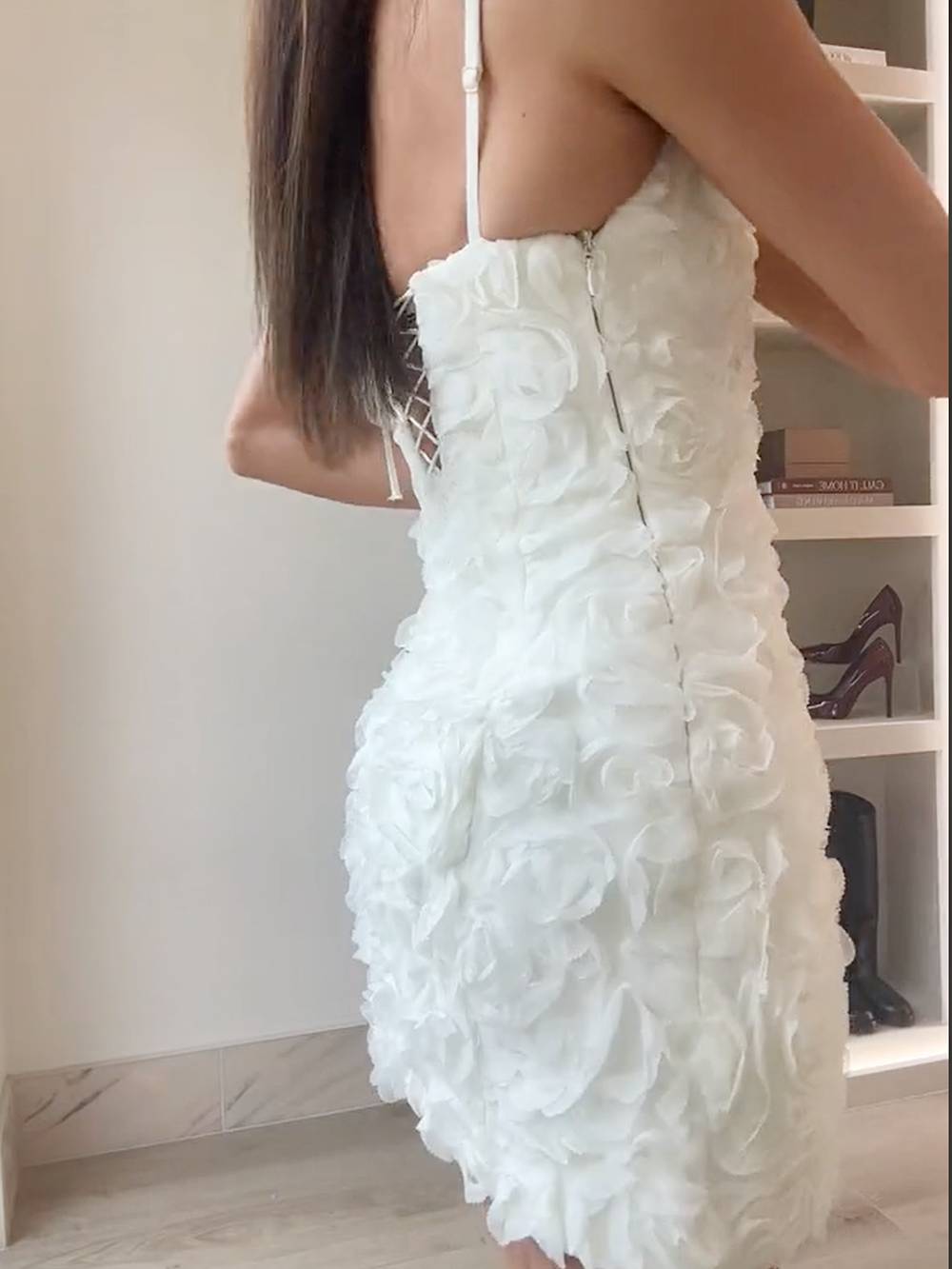 Eroski Mini Dress with Floral Appliqus for Women Versatile Daily Pick