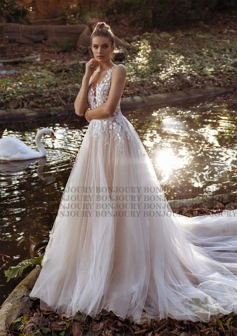 Pastrol Wedding Dress V-neck Tank Sleeveless 2023 For Women Bridal Vestidos De Noiva Custom Made Appliques Formal (ZD13479)