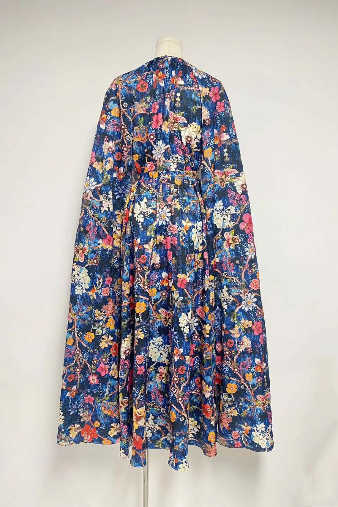 Gloria Statement Round Neck Cape Sleeve Maxi Dress Boutique Collection