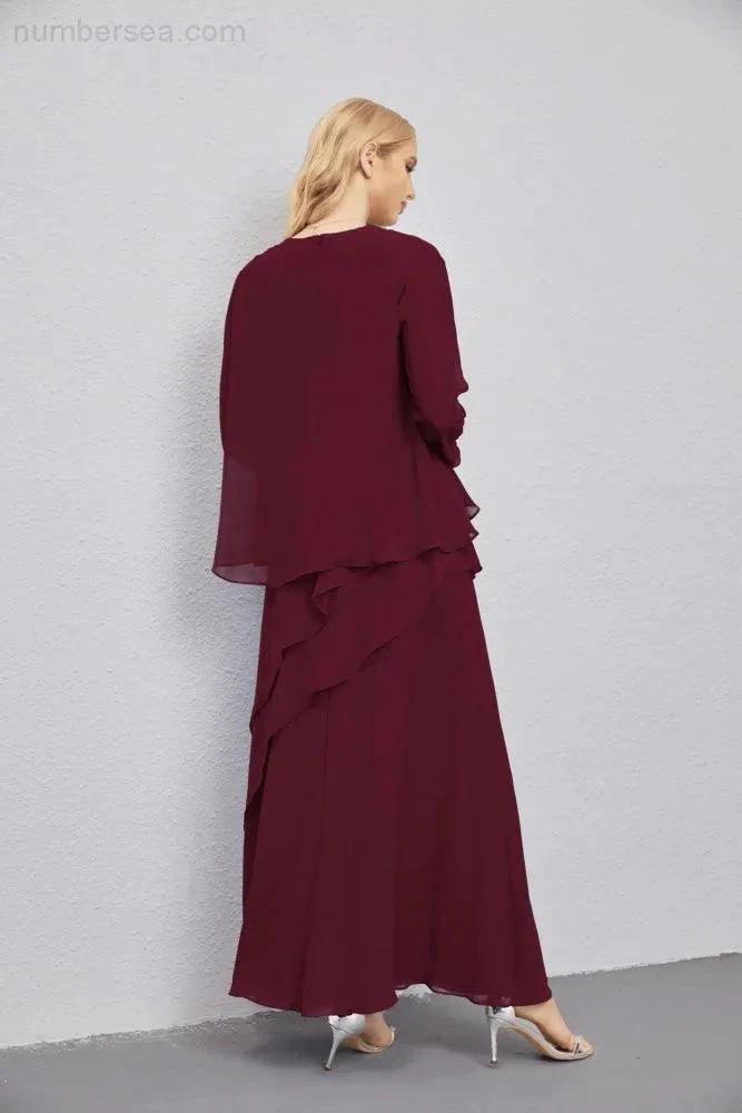 Mother of Bride Dresses with Open Front Lightweight Cardigan Formal Prom Gown 28081 (ZD16990)
