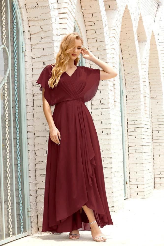 Zapdress Mother of The Bride Dresses Plus Size V-Neck Floor Length Formal Prom Dress for Wedding Guest 28020 (ZD17058)