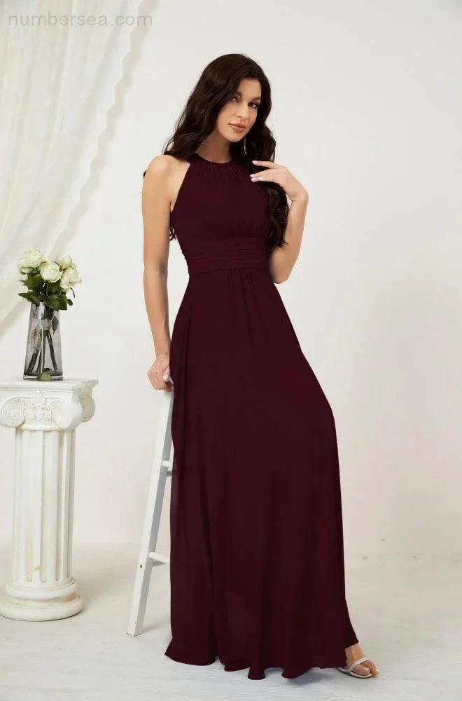 ZapDress Formal Party Gown Dress Chiffon Halter Long Sleeveless Bridesmaid Dresses 2802 (ZD16960)