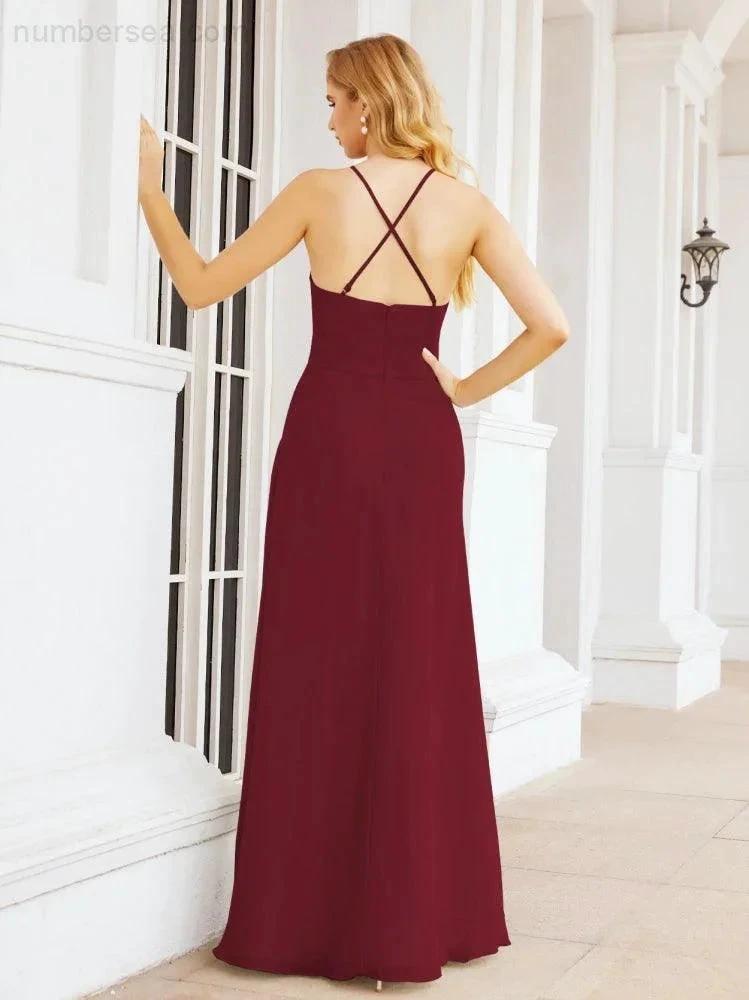 ZapDress Halter Bridesmaid Dresses with Pockets Sleeveless Formal Evening Party Prom Gowns 28055 (ZD17039)