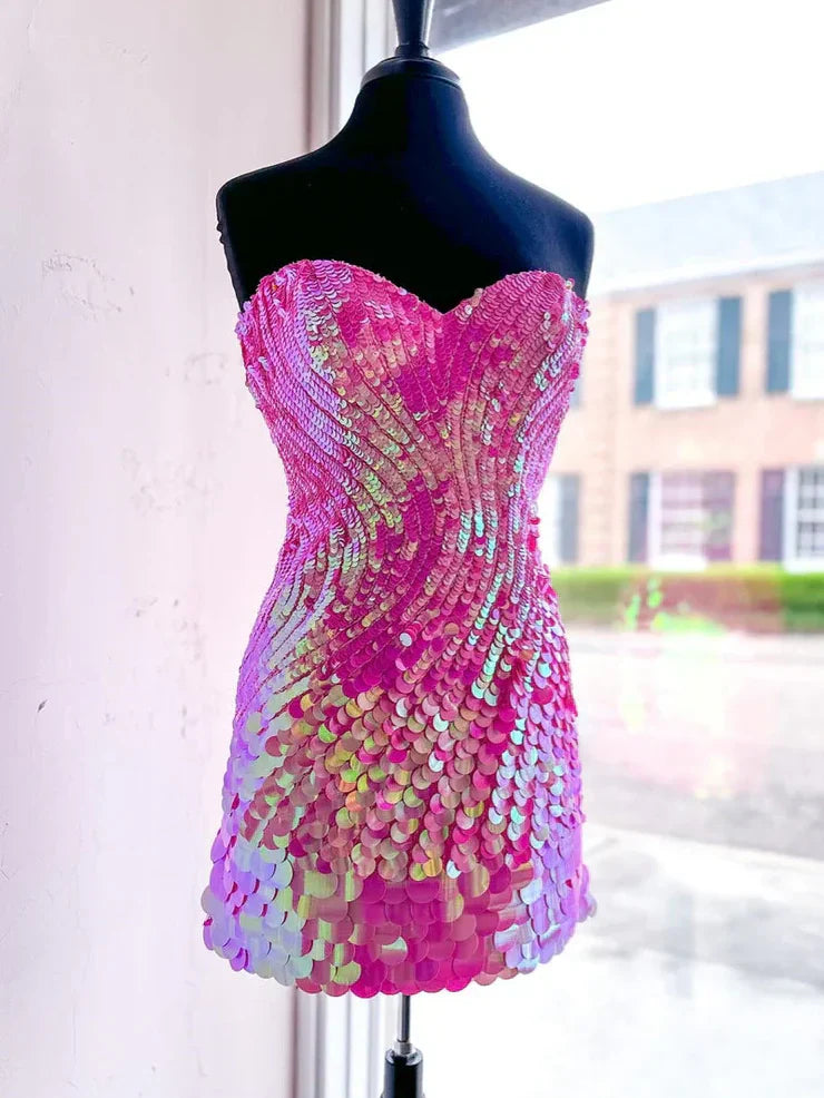 Hot Sheath Sweetheart Hot Pot Sequins Short Homecoming Dress