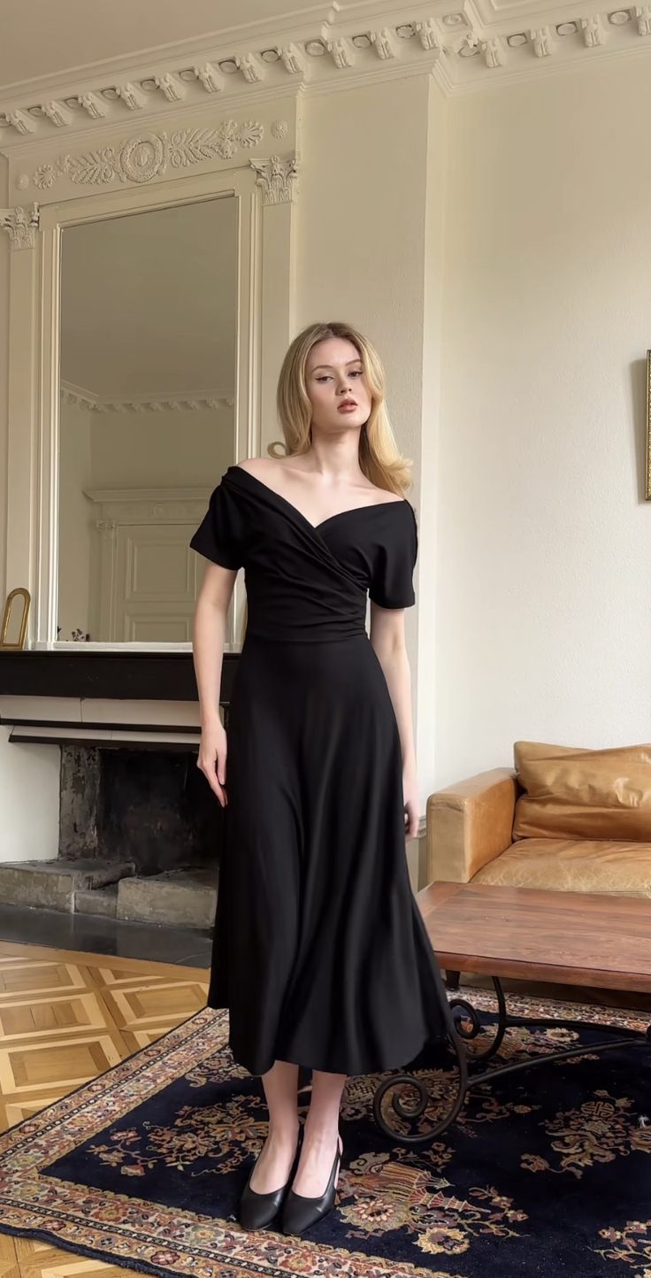 Black Off The Shoulder Prom Dresses, Ankle Length Evening Gown fg6865 - View 3 | VelvetHem