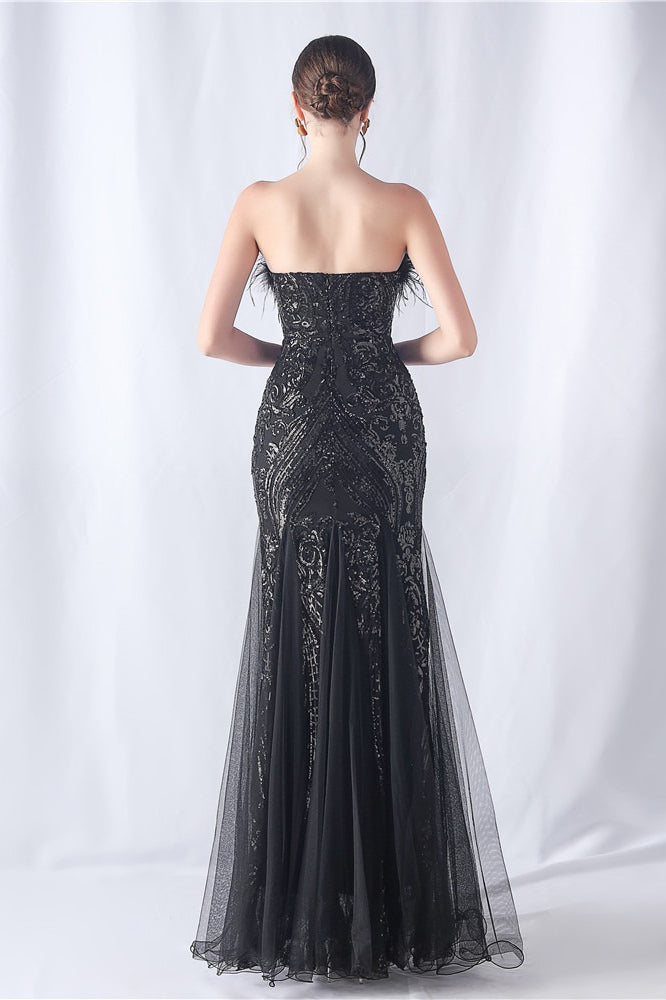 Ostrich Feather Sequin Dress with Relaxed Fit and Seasonal Wardrobe Essential