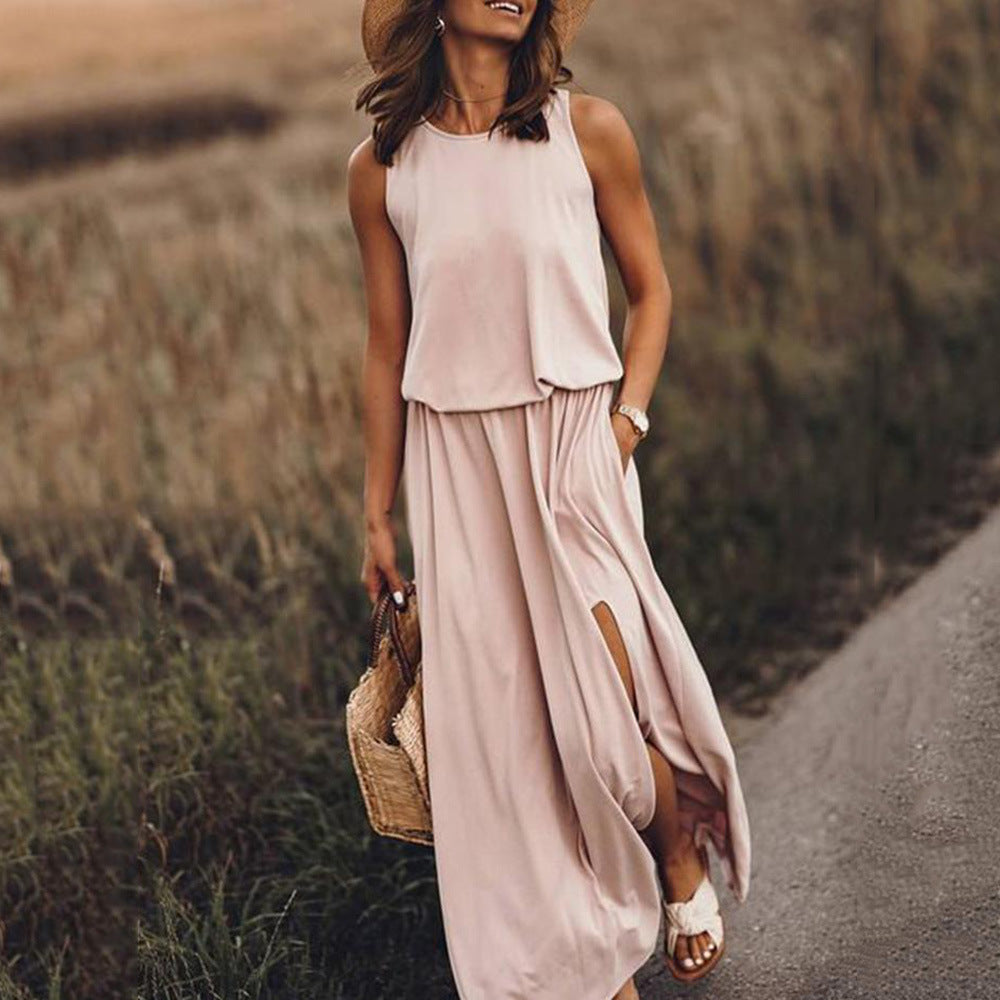 Soleia Satin Cowl Neck Midi Dress Dusty Peach