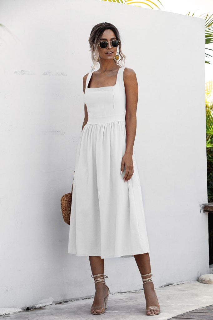 Teagan Cotton Tiered Babydoll Dress Off White
