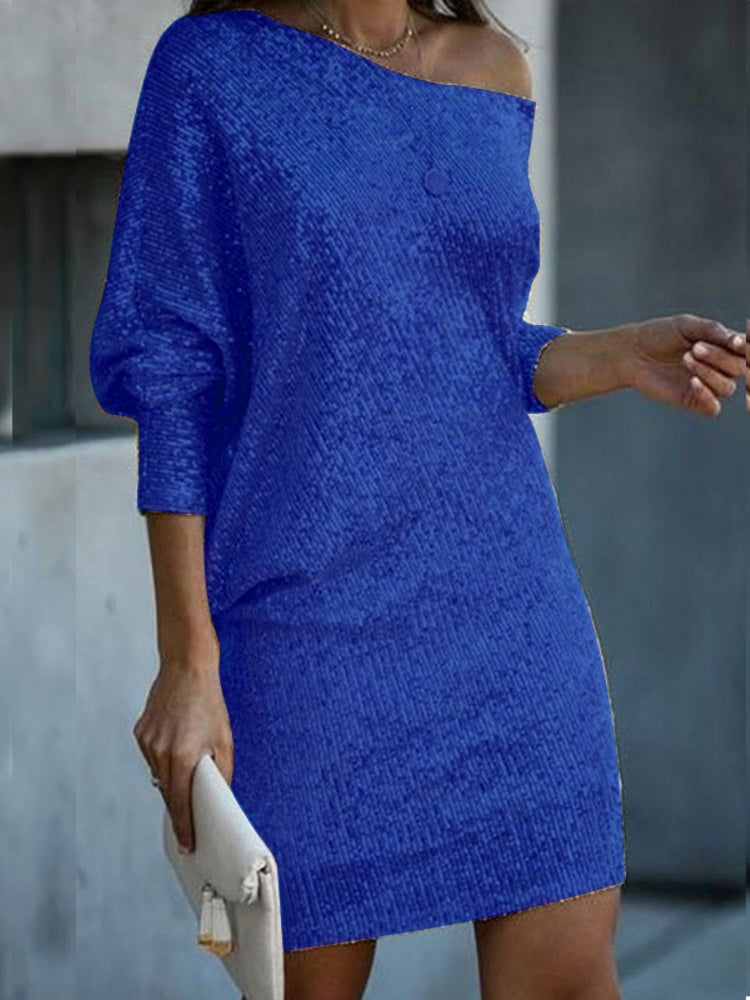 Lantern Sleeve Sequin Dress