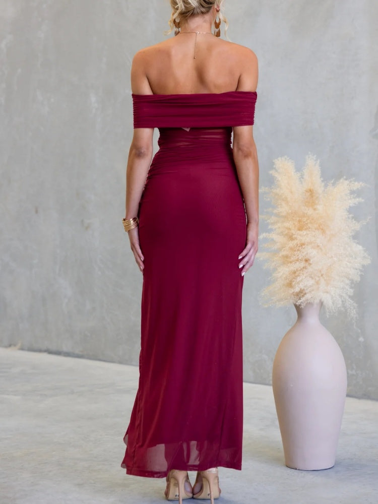 Slit Sheer Bodycon Maxi Dress