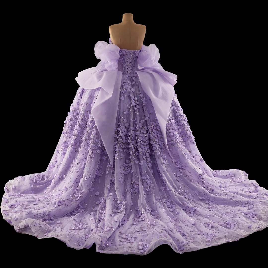 Gorgeous A Line Off the Shoulder Purple Quinceanera Dress with Appliques - View 2 | VelvetHem