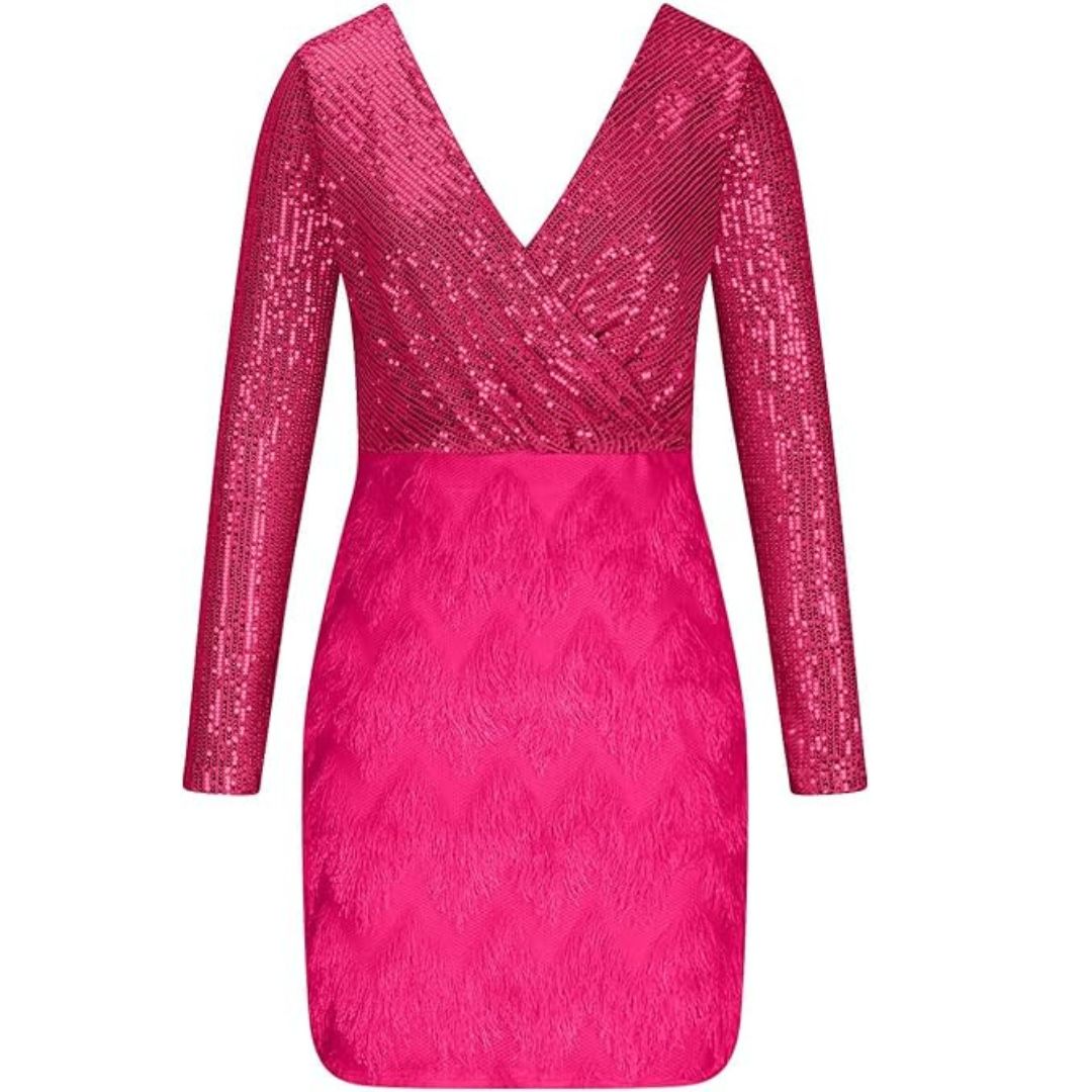 Celia Statement Sequin Dress with V Neck Chic Silhouette Collection