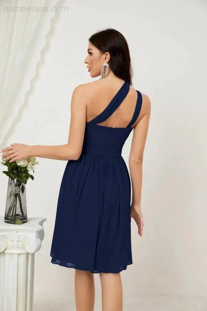 ZapDress Women Chiffon Short One Shoulder Bridesmaid Dress Formal Dresses for Party Homecoming 2804 (ZD16948)