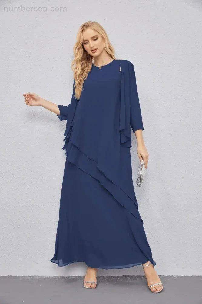 Mother of Bride Dresses with Open Front Lightweight Cardigan Formal Prom Gown 28081 (ZD16990)