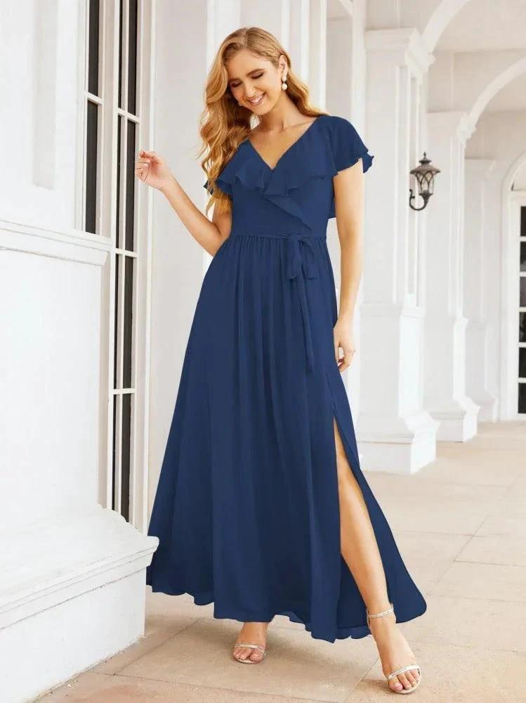 Bridesmaid Dresses with Flutter Sleeves Formal Evening Party Prom Gowns 28044 by numbersea