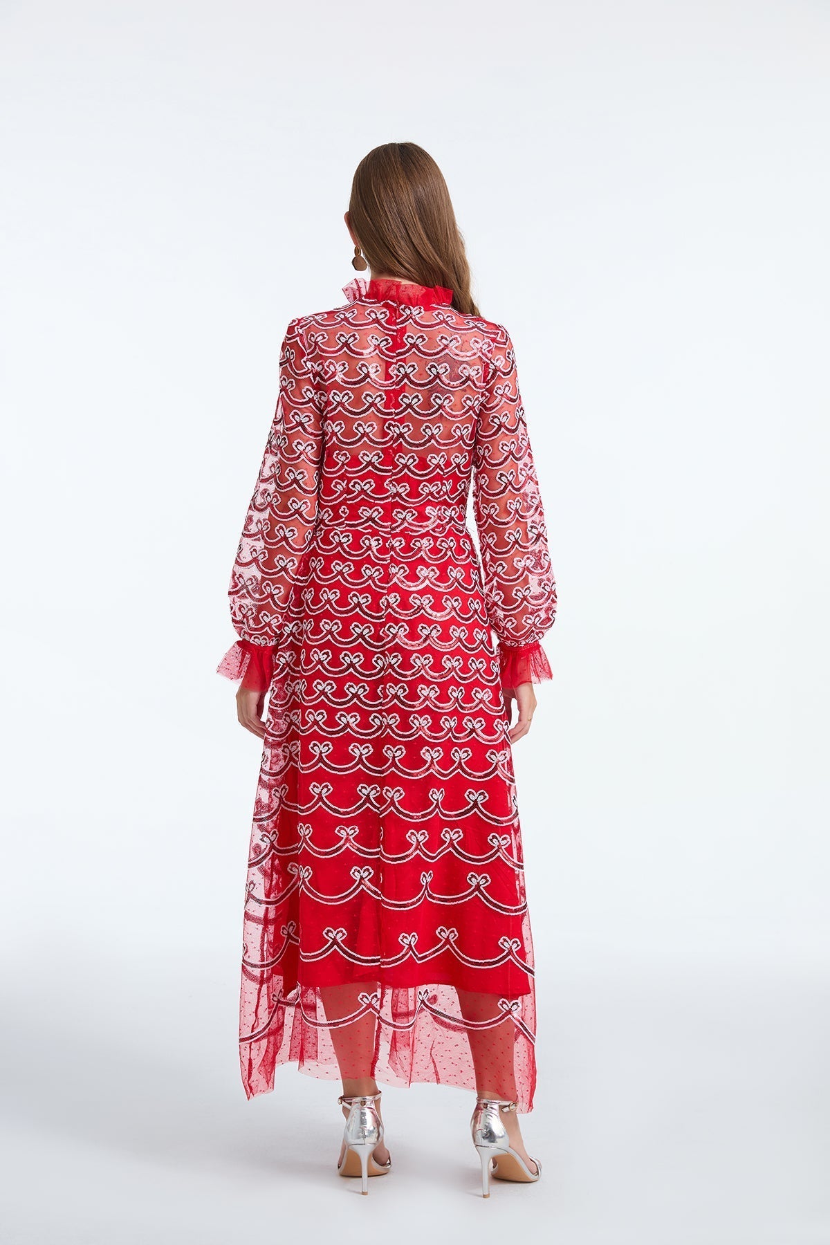Long Sleeve Sequin A Line Dress