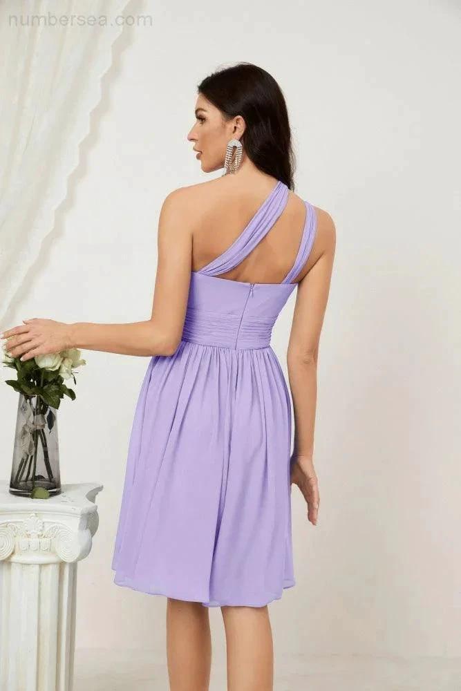 ZapDress Women Chiffon Short One Shoulder Bridesmaid Dress Formal Dresses for Party Homecoming 2804 (ZD16948)