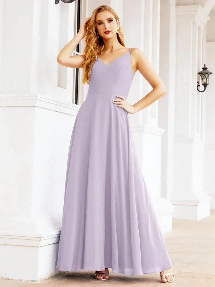 Numbersea Spaghetti Strap Bridesmaid Dresses V Neck Butterfly Back Fromal Evening Party Prom Gown 28036 by numbersea