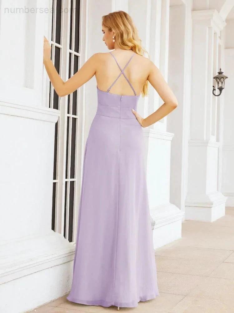 ZapDress Halter Bridesmaid Dresses with Pockets Sleeveless Formal Evening Party Prom Gowns 28055 (ZD17039)