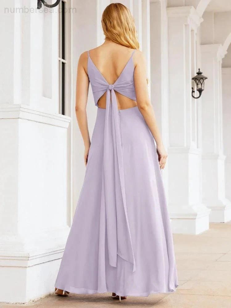 ZapDress Spaghetti Strap Bridesmaid Dresses V Neck Butterfly Back Fromal Evening Party Prom Gown 28036 (ZD17001)