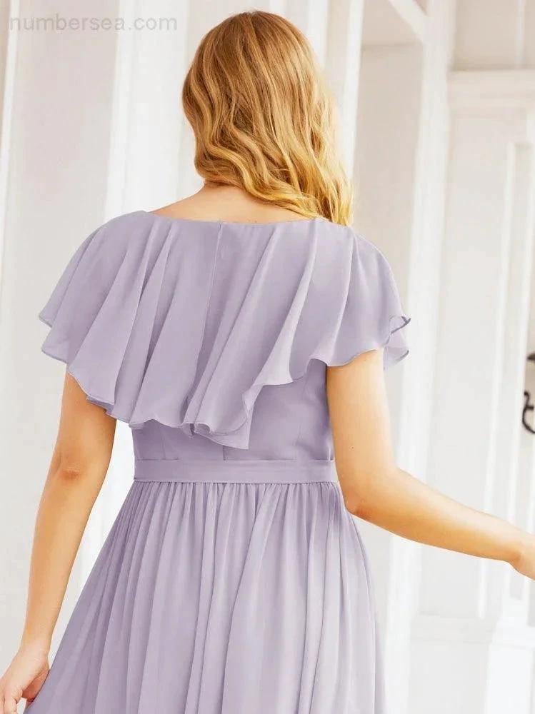 Bridesmaid Dresses with Flutter Sleeves Formal Evening Party Prom Gowns 28044 (ZD17033)