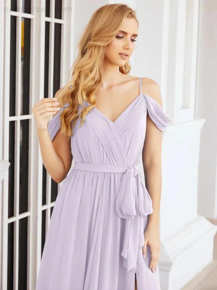 ZapDress Off The Shoulder Chiffon Bridesmaid Dress Long Formal Graduation Gown with Cowl Back 28069 (ZD17004)