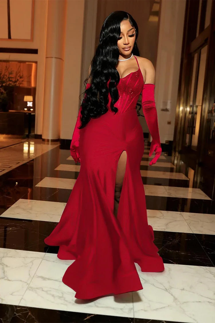 Black Evening Dress Long Prom Dress With Gloves fg6982 - View 6 | VelvetHem