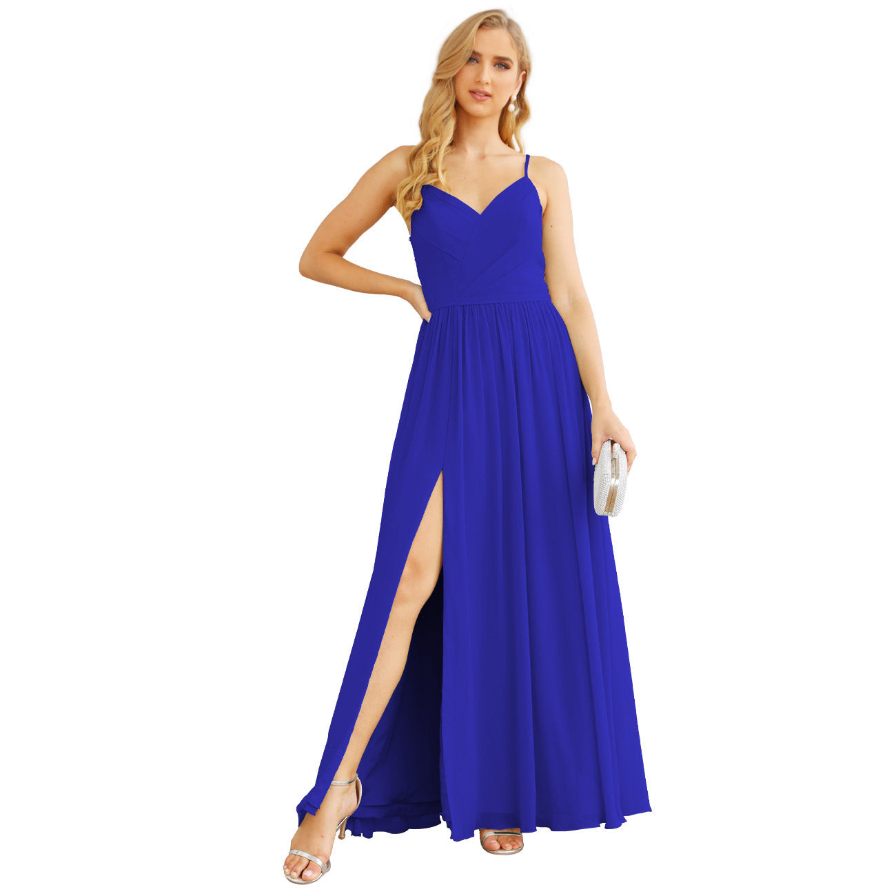 Spaghetti Strap Bridesmaid Dresses for Women Chiffon Long Formal Party Prom Gowns