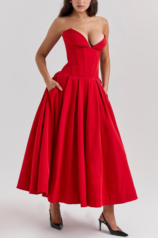 Lorelei Exclusive Strapless Midi Dress Premium Wardrobe Essential