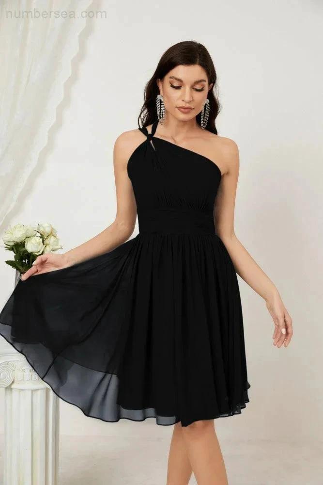 ZapDress Women Chiffon Short One Shoulder Bridesmaid Dress Formal Dresses for Party Homecoming 2804 (ZD16948)