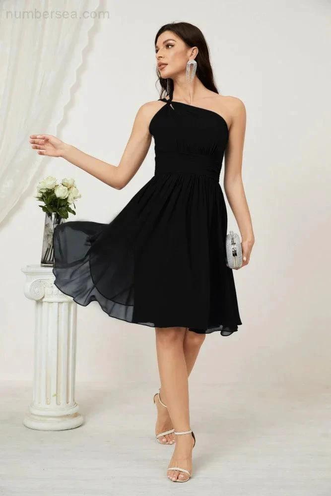 ZapDress Women Chiffon Short One Shoulder Bridesmaid Dress Formal Dresses for Party Homecoming 2804 (ZD16948)