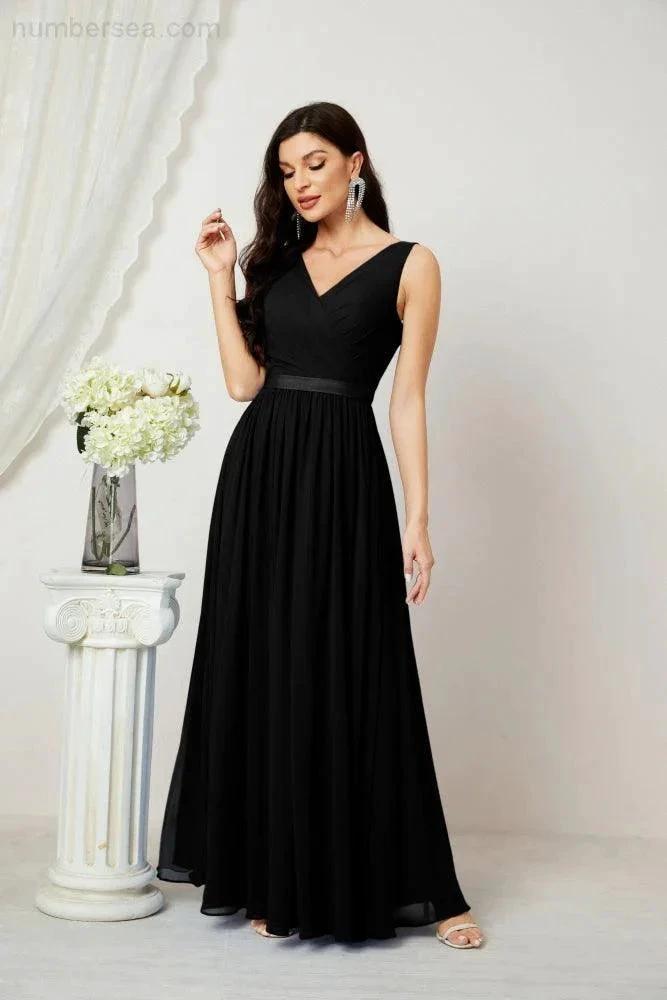 Women's Chiffon Long Bridesmaid Dresses A line Sleeveless Formal Prom Gown for Evening Party Homecoming Dresses 2808 (ZD16947)