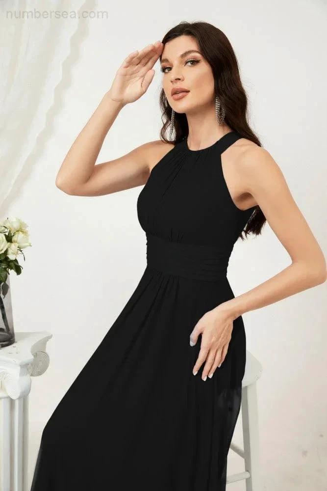 ZapDress Formal Party Gown Dress Chiffon Halter Long Sleeveless Bridesmaid Dresses 2802 (ZD16960)
