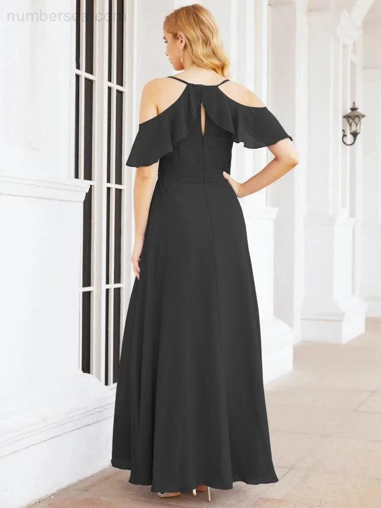 ZapDress Cold Shoulder Long Bridesmaid Dresses Side Slit Formal Prom Gowns Party Wedding 28070 (ZD16993)