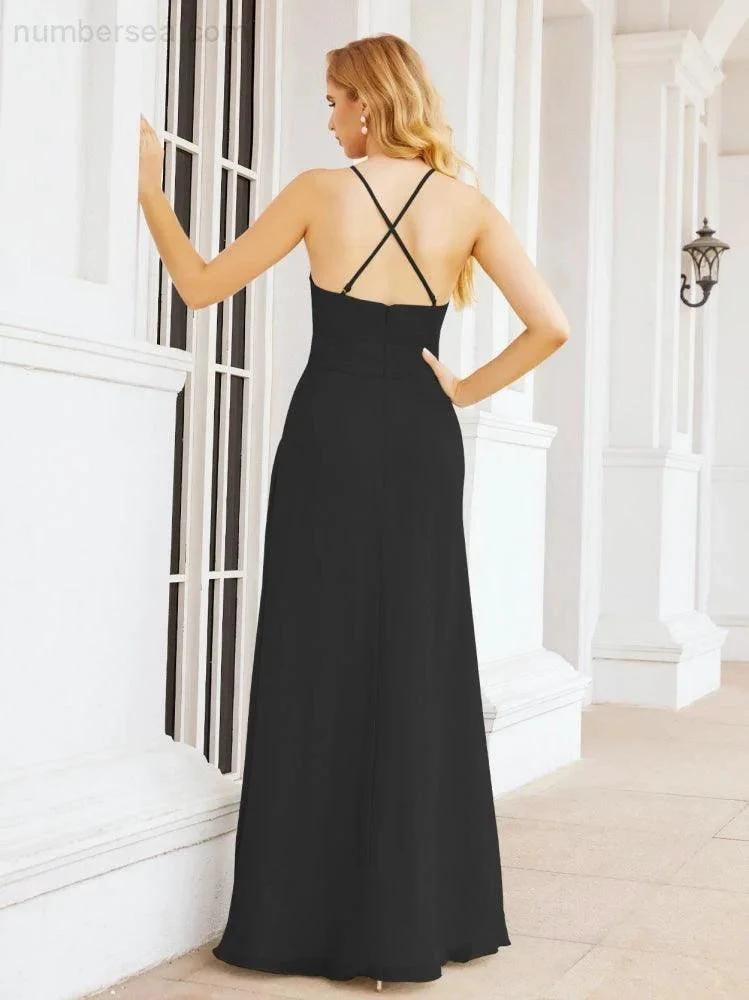 ZapDress Halter Bridesmaid Dresses with Pockets Sleeveless Formal Evening Party Prom Gowns 28055 (ZD17039)
