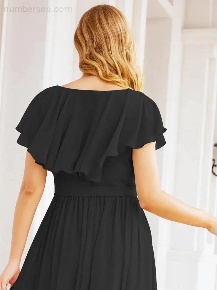 Bridesmaid Dresses with Flutter Sleeves Formal Evening Party Prom Gowns 28044 (ZD17033)