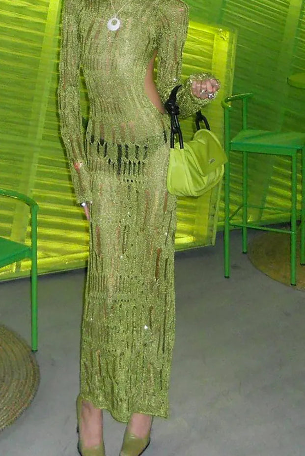 Knitted Cutout See Through Maxi Dress - VelvetHem