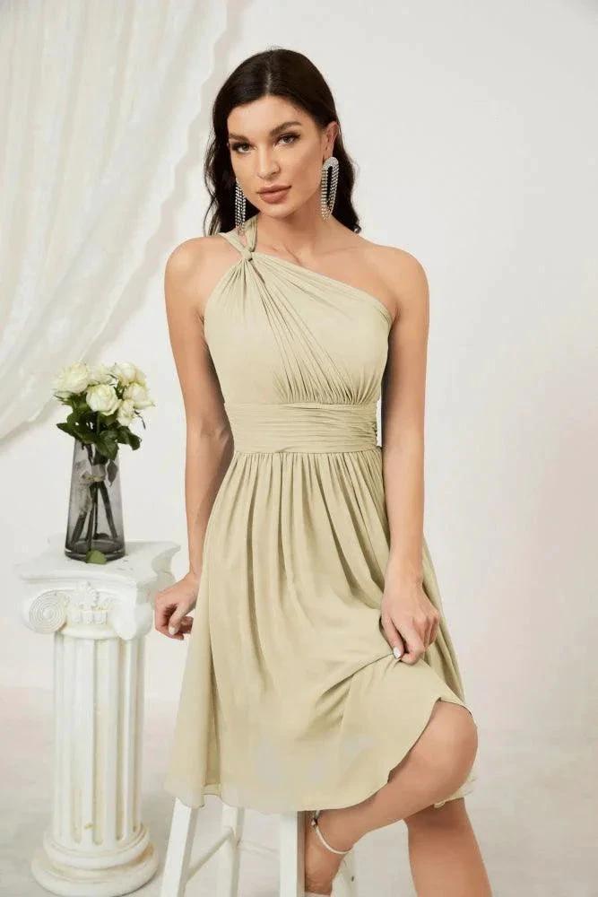 Numbersea Women Chiffon Short One Shoulder Bridesmaid Dress Formal Dresses for Party Homecoming 2804 by numbersea