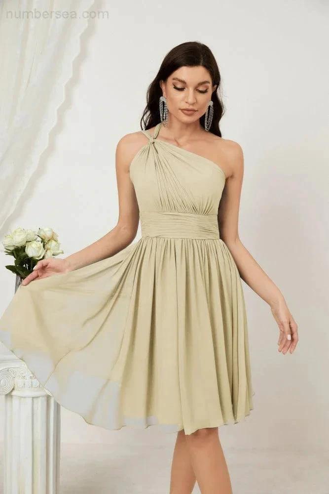 ZapDress Women Chiffon Short One Shoulder Bridesmaid Dress Formal Dresses for Party Homecoming 2804 (ZD16948)