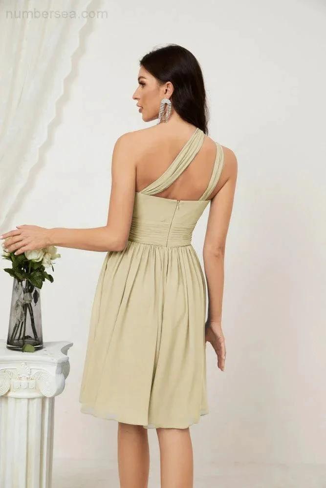 ZapDress Women Chiffon Short One Shoulder Bridesmaid Dress Formal Dresses for Party Homecoming 2804 (ZD16948)