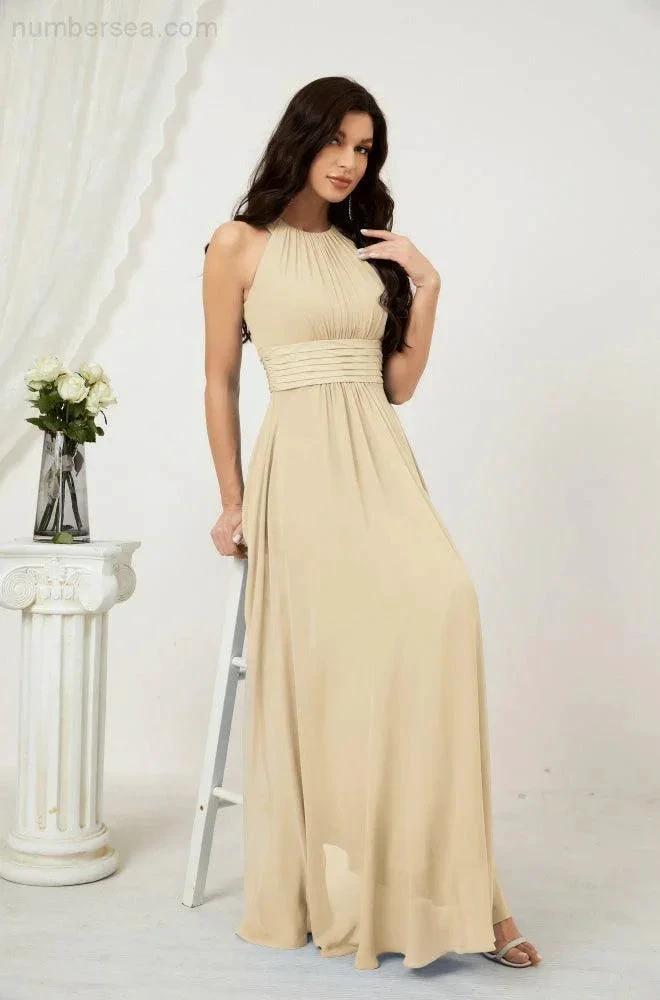 ZapDress Formal Party Gown Dress Chiffon Halter Long Sleeveless Bridesmaid Dresses 2802 (ZD16960)