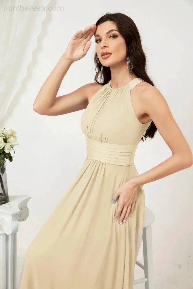 ZapDress Formal Party Gown Dress Chiffon Halter Long Sleeveless Bridesmaid Dresses 2802 (ZD16960)