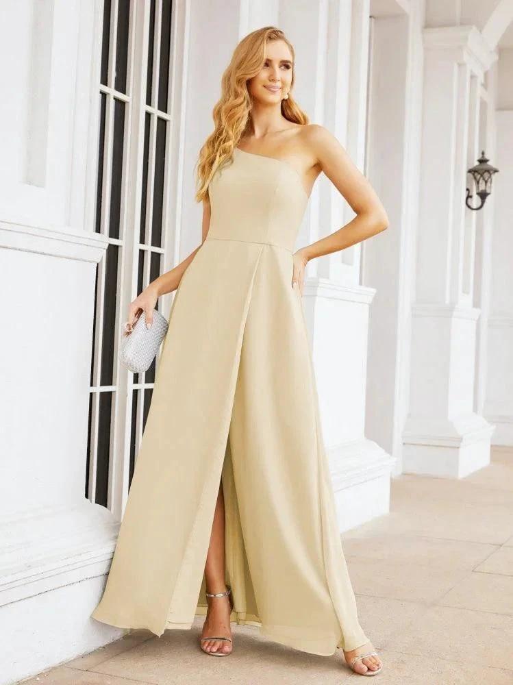 Numbersea Women's One Shoulder Formal Prom Gowns for Mother of The Bride Side Slit Bridesmaid Dresses 28052 by numbersea