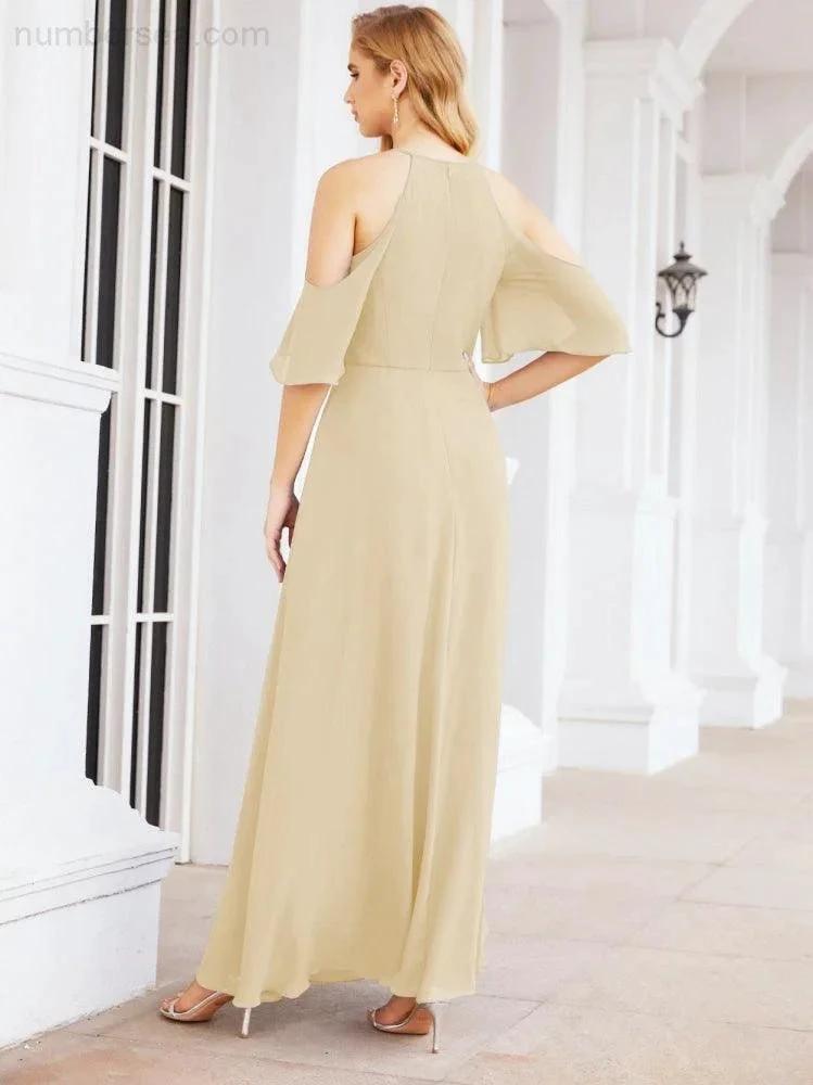 ZapDress Cold Shoulder Bridesmaid Dresses A-Line Long Formal Evening Gowns 28074 (ZD17048)