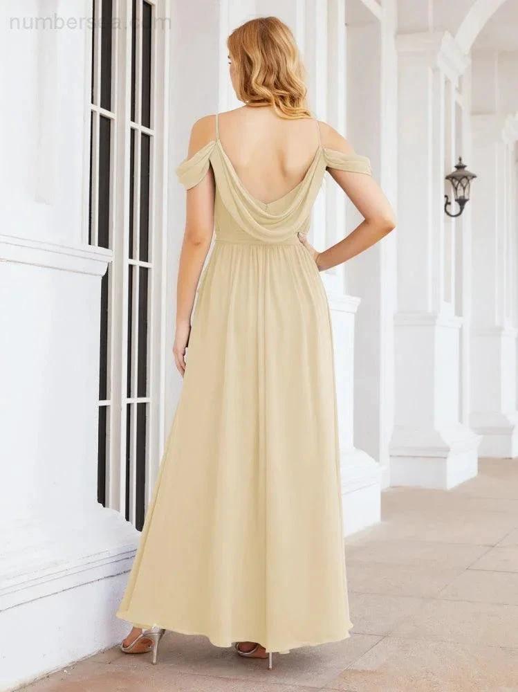 ZapDress Off The Shoulder Chiffon Bridesmaid Dress Long Formal Graduation Gown with Cowl Back 28069 (ZD17004)