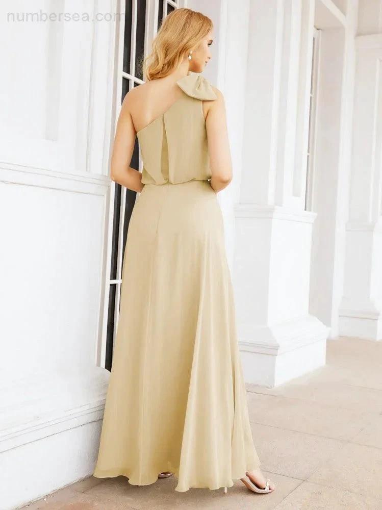 ZapDress Chiffon Ruffled One Shoulder Sleeveless Long Bride Dresses A-line Formal Evening Gown Side Split 28057 (ZD17041)