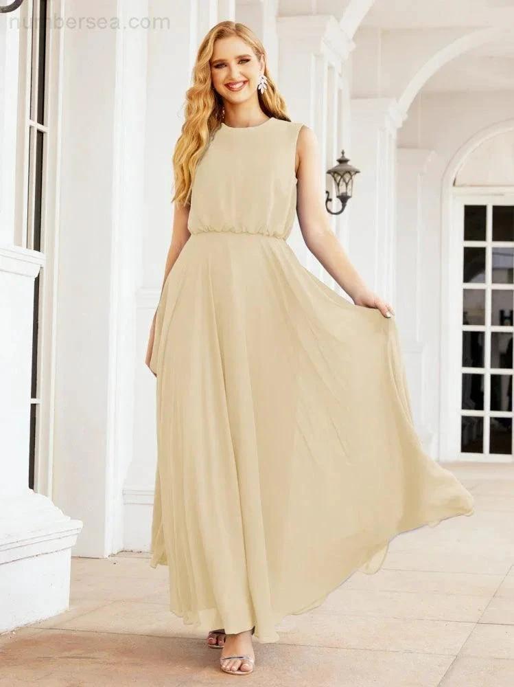 ZapDress Sleeveless Long Bridesmaid Dress A line Formal Evening Prom Gown 28025 (ZD17053)