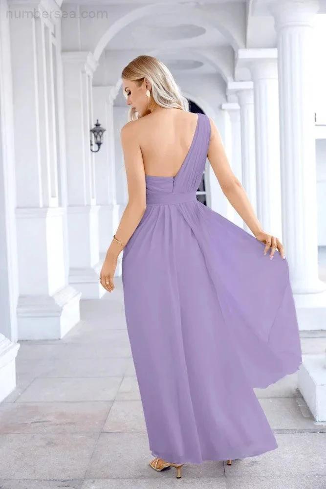 Ladies Chiffon One Shoulder Bridesmaid Evening Dress Wedding Party Evening Dress 28133 (ZD17003)
